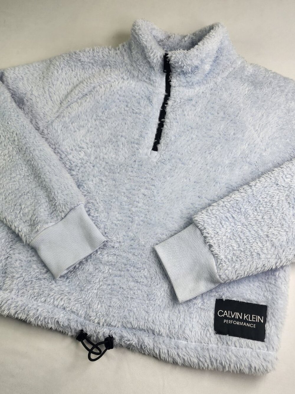Calvin Klein Performance Woman's S Small Fleece 1/4 Zip Fuzzy Jacket Sky Blue